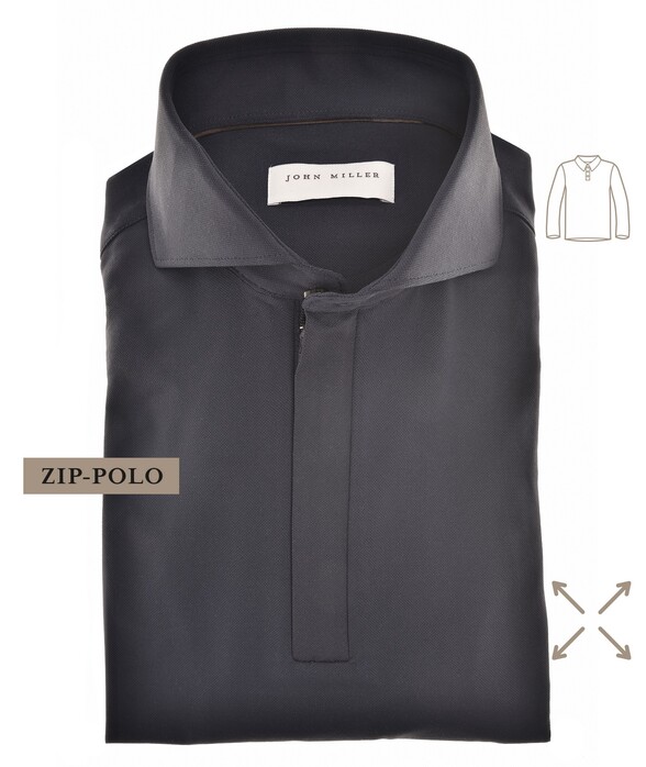 John Miller Plain Hyperstretch Comfort Poloshirt Donker Blauw