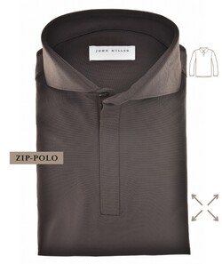 John Miller Plain Hyperstretch Comfort Poloshirt Donker Bruin