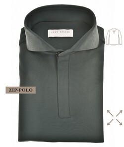 John Miller Plain Hyperstretch Comfort Poloshirt Donker Groen