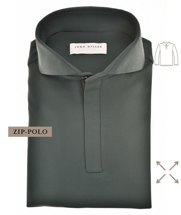 John Miller Plain Hyperstretch Comfort Poloshirt Donker Groen