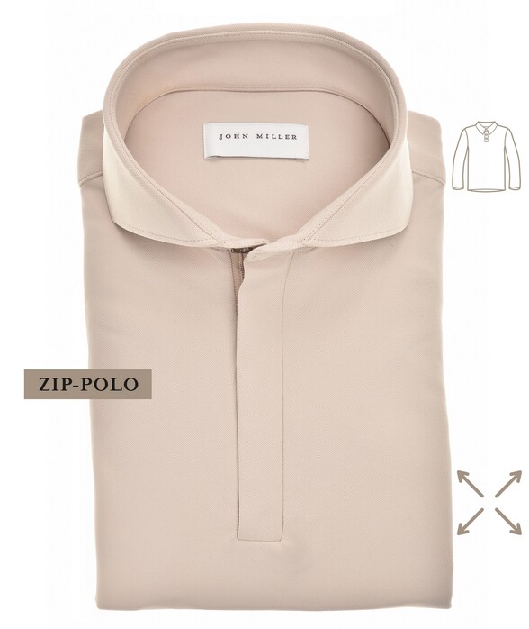 John Miller Plain Hyperstretch Comfort Poloshirt Licht Bruin