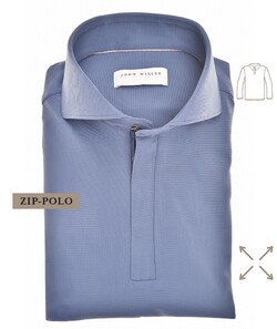 John Miller Plain Hyperstretch Comfort Poloshirt Midden Blauw