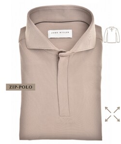 John Miller Plain Hyperstretch Comfort Poloshirt Midden Bruin