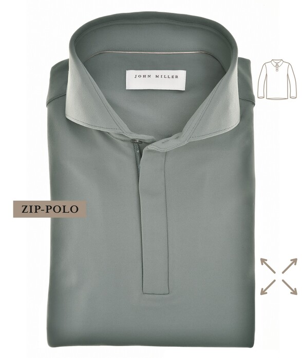 John Miller Plain Hyperstretch Comfort Poloshirt Midden Grijs