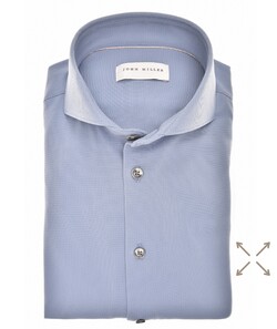 John Miller Plain Hyperstretch Comfort Shirt Overhemd Denim Blue