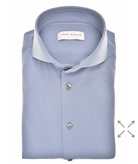 John Miller Plain Hyperstretch Comfort Shirt Overhemd Denim Blue