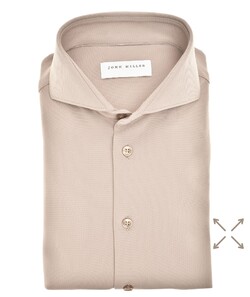 John Miller Plain Hyperstretch Comfort Shirt Overhemd Licht Bruin