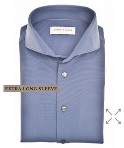 John Miller Plain Hyperstretch Comfort Shirt Overhemd Midden Blauw