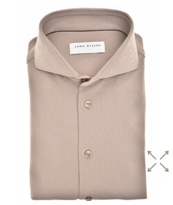 John Miller Plain Hyperstretch Comfort Shirt Overhemd Midden Bruin