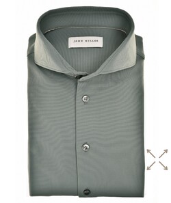 John Miller Plain Hyperstretch Comfort Shirt Overhemd Midden Grijs