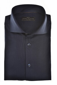 John Miller Plain Jersey Cotton Stretch Overhemd Navy