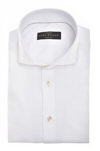 John Miller Plain Jersey Cotton Stretch Overhemd Wit