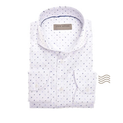 John Miller Plain Weave Dot Tailored Fit Overhemd Wit