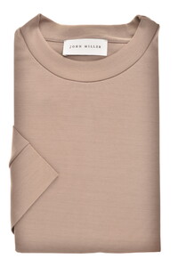 John Miller Round Neck Casual Fit Solid Color Jersey T-Shirt Mid Brown