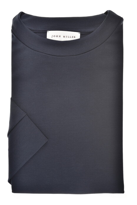 John Miller Round Neck Casual Fit Solid Color Jersey T-Shirt Navy