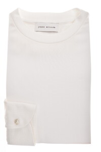 John Miller Round Neck Long Sleeve Jersey Solid Color T-Shirt Antiekwit