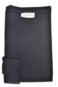 John Miller Round Neck Long Sleeve Jersey Solid Color T-Shirt Navy