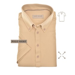 John Miller Short Sleeve Button-Down Hyperstretch Poloshirt Light Brown
