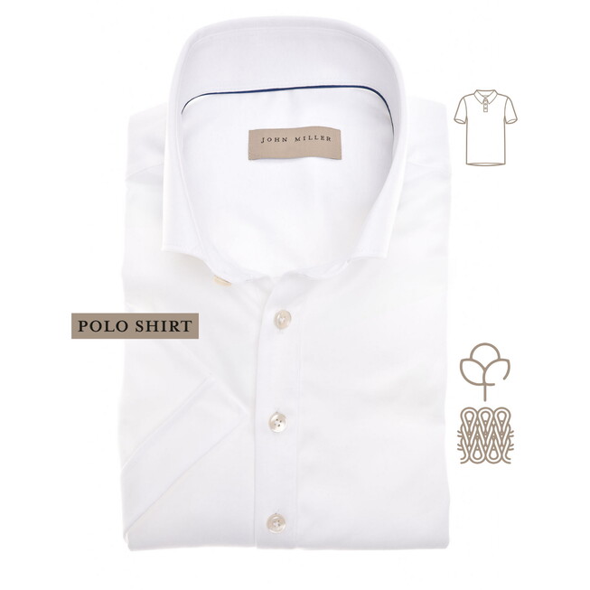 John Miller Short Sleeve Button-Down Solid Color Jersey Polo Wit