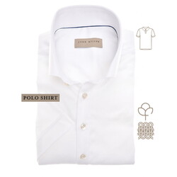 John Miller Short Sleeve Button-Down Solid Color Jersey  Poloshirt White