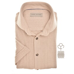 John Miller Short Sleeve Cutaway Cotton Tricot Overhemd Licht Bruin