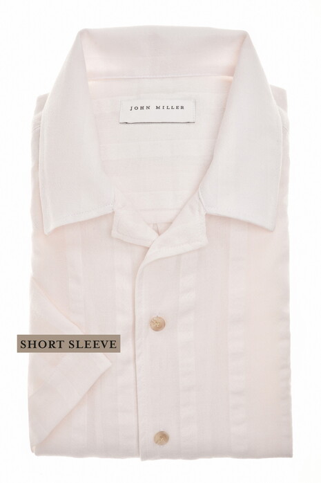 John Miller Short Sleeve Loose Fit Pure Cotton Weekender Overhemd Wit