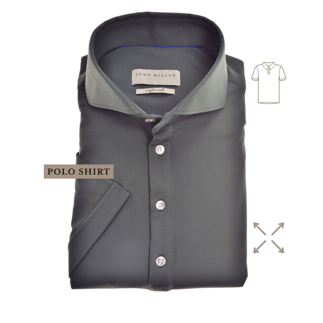 John Miller Short Sleeve Slim Stretch Polo Diep Grasgroen