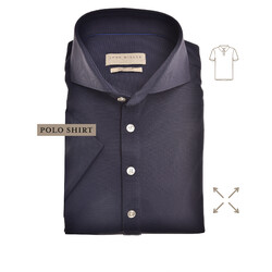 John Miller Short Sleeve Slim Stretch Polo Donker Blauw