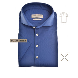 John Miller Short Sleeve Slim Stretch Polo Midden Blauw