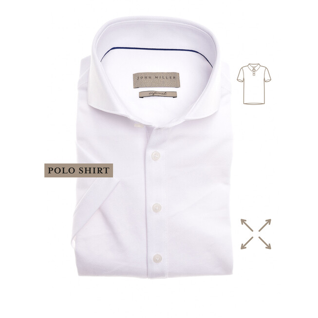 John Miller Short Sleeve Slim Stretch Polo Wit