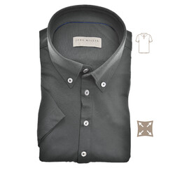 John Miller Slim Casual Button Down Short Sleeve Hyperstretch Polo Donker Groen