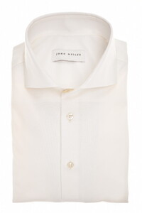 John Miller Slim Cotton Jersey Stretch Overhemd Antiekwit