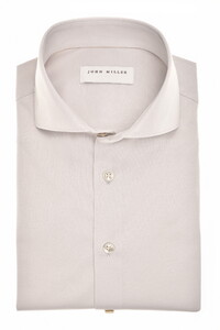 John Miller Slim Cotton Jersey Stretch Overhemd Licht Grijs