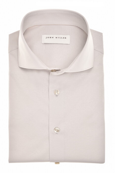 John Miller Slim Cotton Jersey Stretch Overhemd Licht Grijs