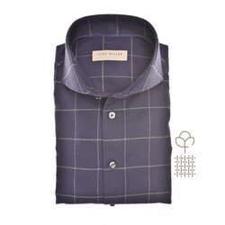 John Miller Slim Cutaway Flanel Large Check Overhemd Navy
