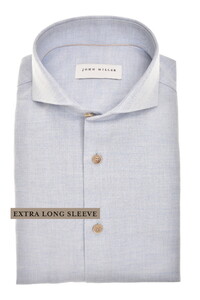 John Miller Slim Extra Long Sleeve Cotton Flanel Overhemd Licht Blauw