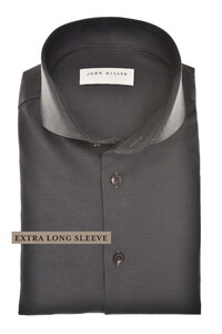 John Miller Slim Extra Long Sleeve Cutaway Collar Stretch Overhemd Donker Grijs