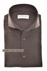 John Miller Slim Extra Long Sleeve Wool Blend Overhemd Donker Bruin