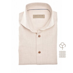 John Miller Slim Faux-Uni Flanel Cutaway Collar Overhemd Antiekwit