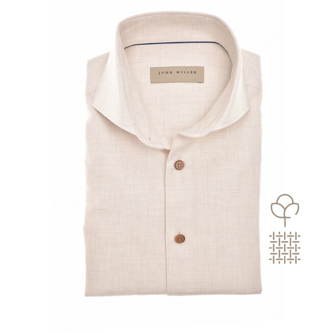 John Miller Slim Faux-Uni Flanel Cutaway Collar Overhemd Antiekwit