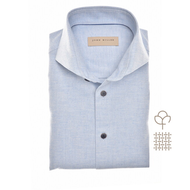 John Miller Slim Faux-Uni Flanel Cutaway Collar Overhemd Licht Blauw