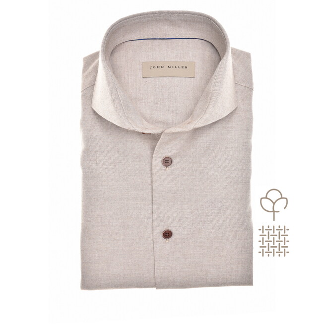 John Miller Slim Faux-Uni Flanel Cutaway Collar Overhemd Licht Bruin
