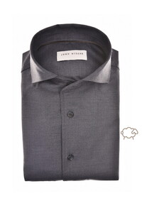 John Miller Slim Faux Uni Wool Blend Overhemd Navy