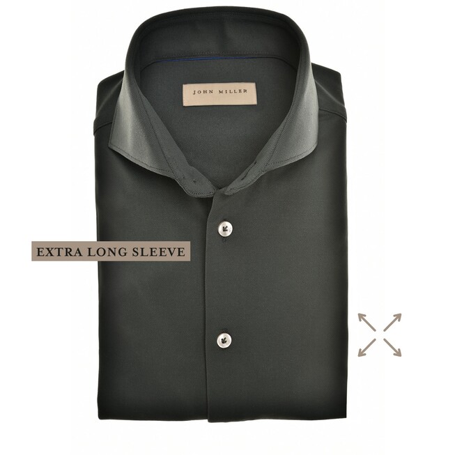 John Miller Slim-Fit Hyperstretch Extra Long Sleeve Overhemd Donker Groen