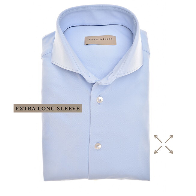 John Miller Slim-Fit Hyperstretch Extra Long Sleeve Overhemd Licht Blauw