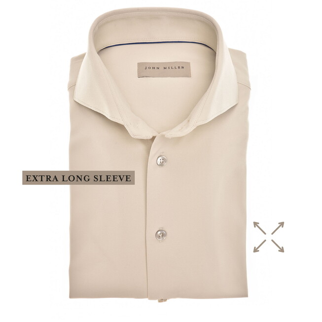 John Miller Slim-Fit Hyperstretch Extra Long Sleeve Overhemd Licht Bruin
