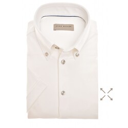 John Miller Slim-Fit Hyperstretch Short Sleeve Overhemd Antiekwit