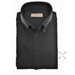 John Miller Slim-Fit Hyperstretch Short Sleeve Overhemd Zwart