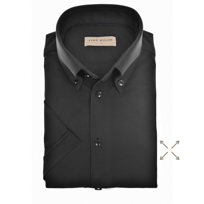 John Miller Slim-Fit Hyperstretch Short Sleeve Shirt Black