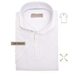 John Miller Slim-Fit Hyperstretch Short Sleeve Zip-Polo Poloshirt White